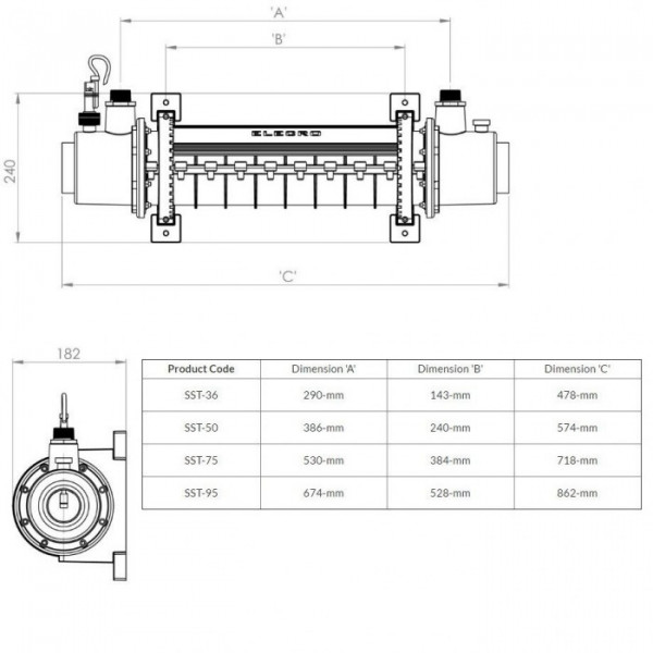 Теплообмінник спіральний Elecro SST 36 кВт Titan+Plastic